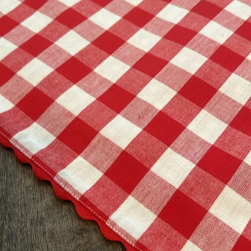 Vintage Red White Gingham Placemat Handmade Farmhouse Picnic Table Decor